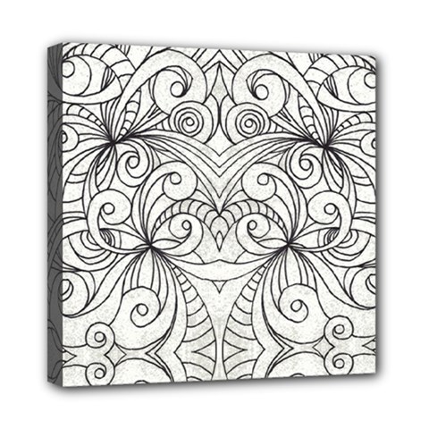 Drawing Floral Doodle 1 Mini Canvas 8  X 8  (framed) by MedusArt