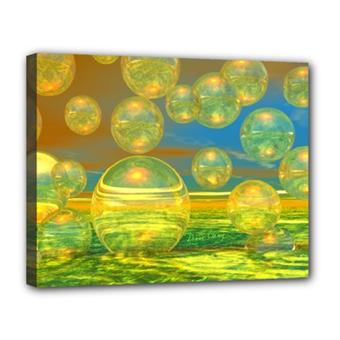 Golden Days, Abstract Yellow Azure Tranquility Canvas 14  X 11  (framed) by DianeClancy