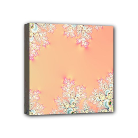 Peach Spring Frost On Flowers Fractal Mini Canvas 4  X 4  (framed) by Artist4God