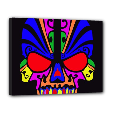 Skull In Colour Canvas 14  X 11  (framed) by icarusismartdesigns