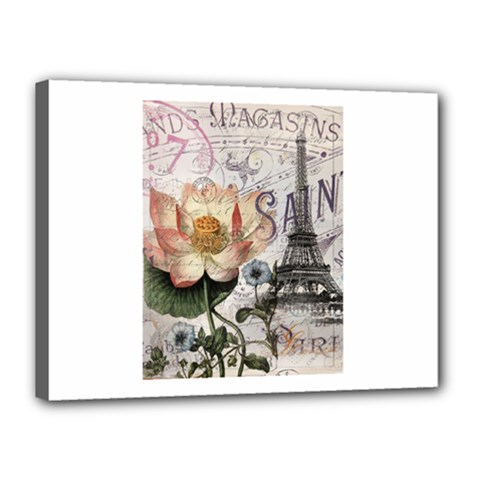 Vintage Paris Eiffel Tower Floral Canvas 16  X 12  (framed) by chicelegantboutique