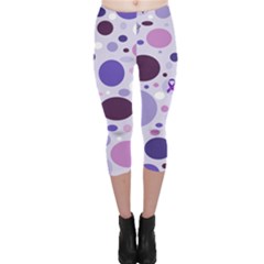 Purple Awareness Dots Capri Leggings  by FunWithFibro