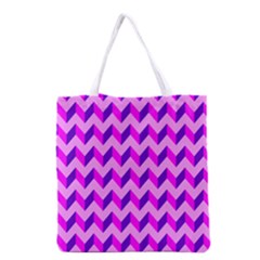 Modern Retro Chevron Patchwork Pattern Grocery Tote Bag by GardenOfOphir