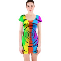 Rainbow Test Pattern Short Sleeve Bodycon Dress by StuffOrSomething