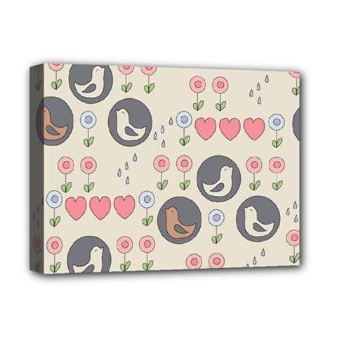 Love Birds Deluxe Canvas 16  X 12  (framed)  by Kathrinlegg