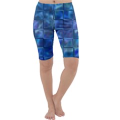 Blue Squares Tiles Cropped Leggings 