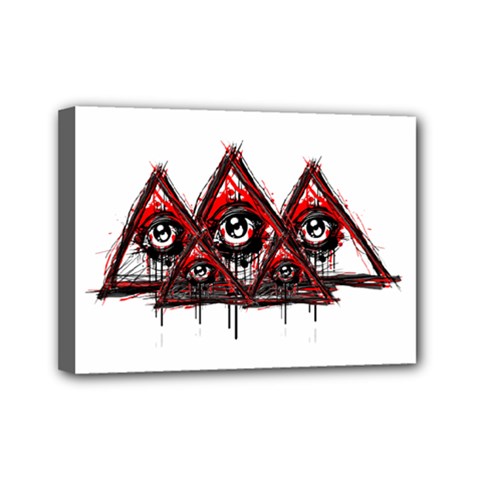 Red White Pyramids Mini Canvas 7  X 5  (framed) by teeship