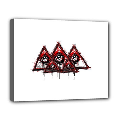 Red White Pyramids Deluxe Canvas 20  X 16  (framed) by teeship