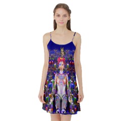 Robot Butterfly Satin Night Slip by icarusismartdesigns