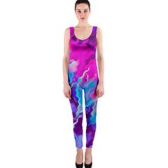 Stormy Pink Purple Teal Artwork Onepiece Catsuits by KirstenStarFashion