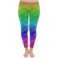 Merry Christmas,text,rainbow Winter Leggings by ImpressiveMoments