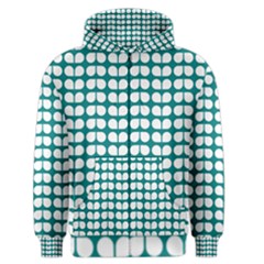 Teal And White Leaf Pattern Men s Zipper Hoodies by GardenOfOphir