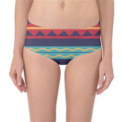 Rhombus And Waves Chains Pattern Mid-waist Bikini Bottoms by LalyLauraFLM