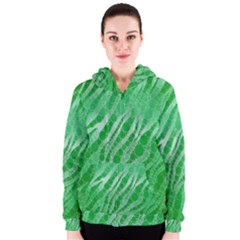 Florescent Green Zebra Abstract  Women s Zipper Hoodies by OCDesignss