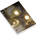 Steampunk, Golden Design With Clocks And Gears Large Memo Pads View1