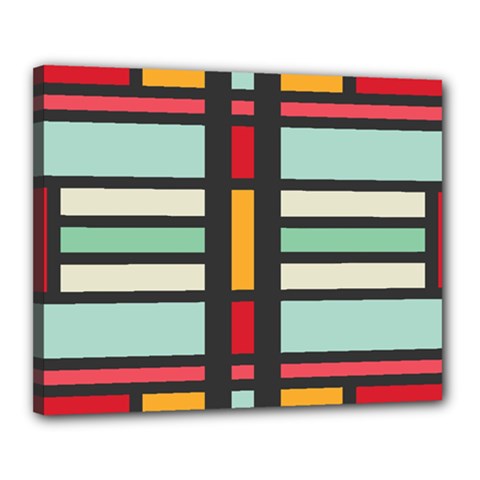 Mirrored Rectangles In Retro Colors Canvas 20  X 16  (stretched) by LalyLauraFLM