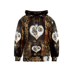 Steampunk, Awesome Heart With Clocks And Gears Kids Zipper Hoodies by FantasyWorld7