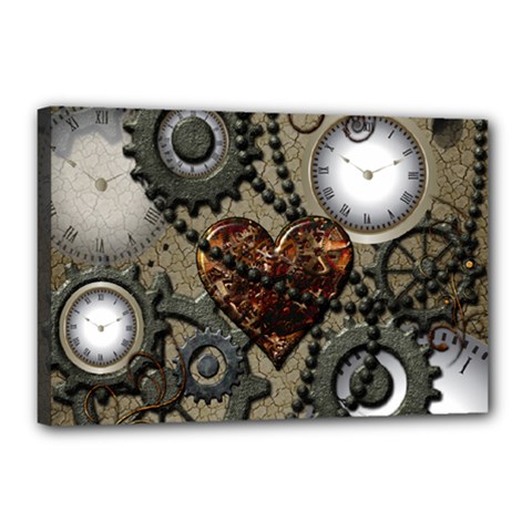 Steampunk With Heart Canvas 18  X 12  by FantasyWorld7