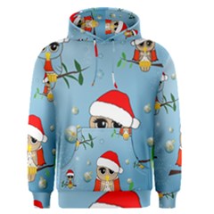 Funny, Cute Christmas Owls With Snowflakes Men s Pullover Hoodies by FantasyWorld7