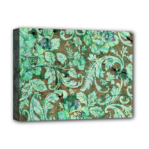 Beautiful Floral Pattern In Green Deluxe Canvas 16  X 12   by FantasyWorld7