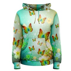 Flowers With Wonderful Butterflies Women s Pullover Hoodies by FantasyWorld7