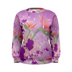 Wonderful Flowers On Soft Purple Background Women s Sweatshirts by FantasyWorld7