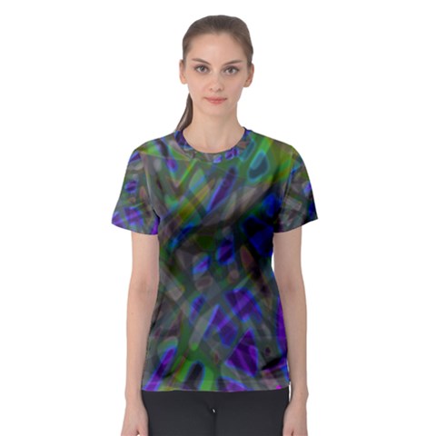 Colorful Abstract Stained Glass G301 Women s Sport Mesh Tees by MedusArt