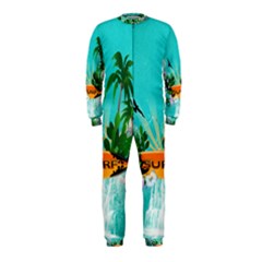 Surfboard With Palm And Flowers Onepiece Jumpsuit (kids) by FantasyWorld7