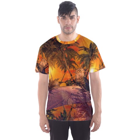 Wonderful Sunset In  A Fantasy World Men s Sport Mesh Tees by FantasyWorld7