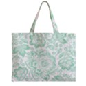 Mint green And White Baroque Floral Pattern Zipper Tiny Tote Bags View1