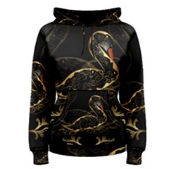 Wonderful Swan In Gold And Black With Floral Elements Women s Pullover Hoodies by FantasyWorld7