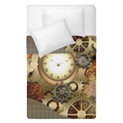 Steampunk, Wonderful Steampunk Design With Clocks And Gears In Golden Desing Duvet Cover (single Size) by FantasyWorld7