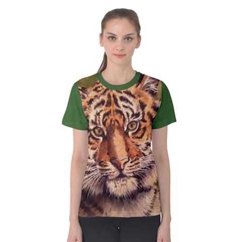 Tiger Cub  Women s Cotton Tee by ArtByThree