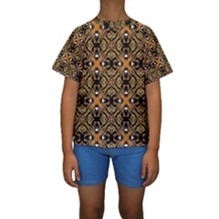 Faux Animal Print Pattern Kid s Short Sleeve Swimwear by GardenOfOphir