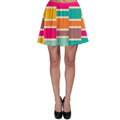 Connected Colorful Rectangles Skater Skirt by LalyLauraFLM