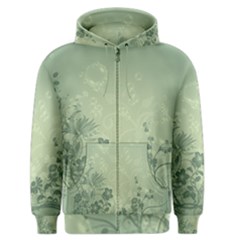 Wonderful Flowers In Soft Green Colors Men s Zipper Hoodies by FantasyWorld7