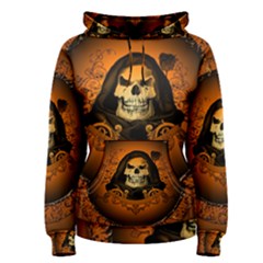 Awsome Skull With Roses And Floral Elements Women s Pullover Hoodies by FantasyWorld7