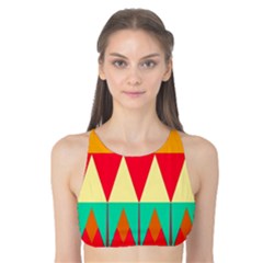 Triangles And Other Retro Colors Shapes Tank Bikini Top by LalyLauraFLM