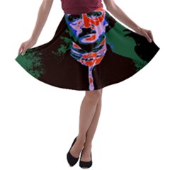 Edgar Allan Poe Pop Art  A-line Skater Skirt by icarusismartdesigns