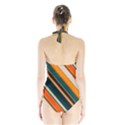 Diagonal stripes in retro colors Women s Halter One Piece Swimsuit View2