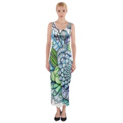 Peaceful Flower Garden 2 Fitted Maxi Dress by Zandiepants