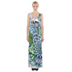 Peaceful Flower Garden 2 Maxi Thigh Split Dress by Zandiepants