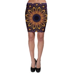 Yellow Purple Lotus Mandala Bodycon Skirts by Zandiepants