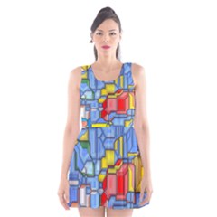 3d Shapes Scoop Neck Skater Dress by LalyLauraFLM