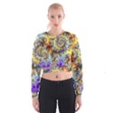 Desert Winds, Abstract Gold Purple Cactus  Women s Cropped Sweatshirt View1