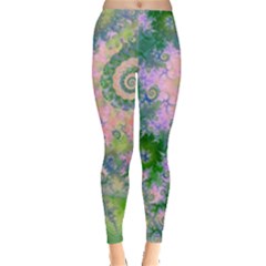 Rose Apple Green Dreams, Abstract Water Garden Leggings  by DianeClancy