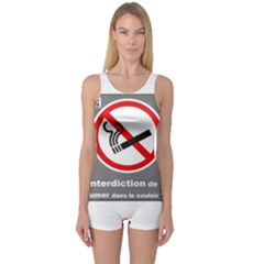 No Smoking  One Piece Boyleg Swimsuit by MRTACPANS