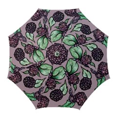 Black Raspberry Fruit Purple Pattern Golf Umbrellas by BubbSnugg