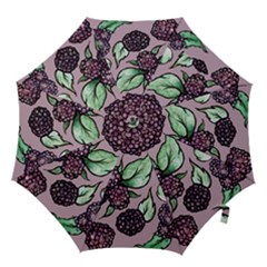 Black Raspberry Fruit Purple Pattern Hook Handle Umbrellas (large) by BubbSnugg