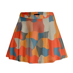 Retro Colors Distorted Shapes                             Mini Flare Skirt by LalyLauraFLM